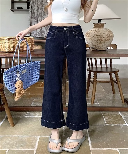 FREE STYLISTS(フリー スタイリスト)の「裾切り替え配色ステッチデニムパンツ(デニムパンツ・レディース・ライトブルー/インディゴブルー・L/XL/3XL/5XL/M/4XL/S/2XL)」の18枚目の写真