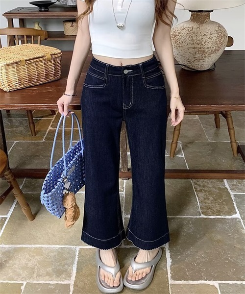 FREE STYLISTS(フリー スタイリスト)の「裾切り替え配色ステッチデニムパンツ(デニムパンツ・レディース・ライトブルー/インディゴブルー・L/XL/3XL/5XL/M/4XL/S/2XL)」の16枚目の写真