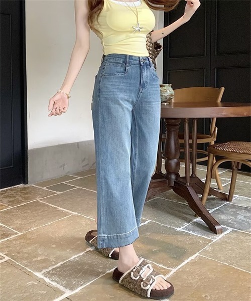 FREE STYLISTS(フリー スタイリスト)の「裾切り替え配色ステッチデニムパンツ(デニムパンツ・レディース・ライトブルー/インディゴブルー・L/XL/3XL/5XL/M/4XL/S/2XL)」の13枚目の写真