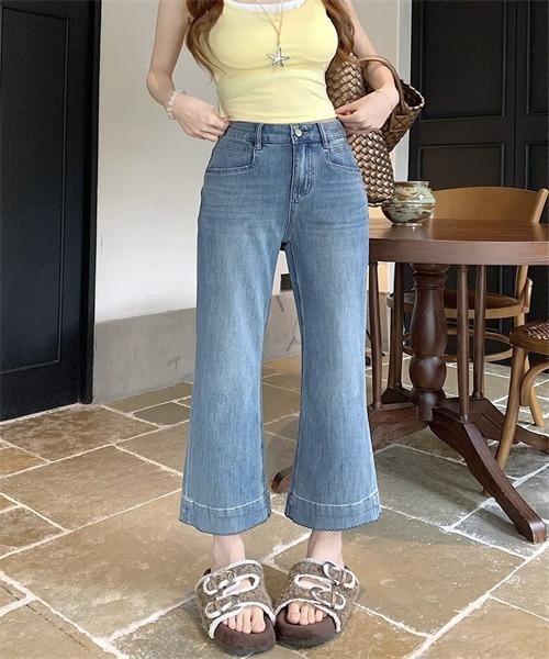FREE STYLISTS(フリー スタイリスト)の「裾切り替え配色ステッチデニムパンツ(デニムパンツ・レディース・ライトブルー/インディゴブルー・L/XL/3XL/5XL/M/4XL/S/2XL)」の8枚目の写真