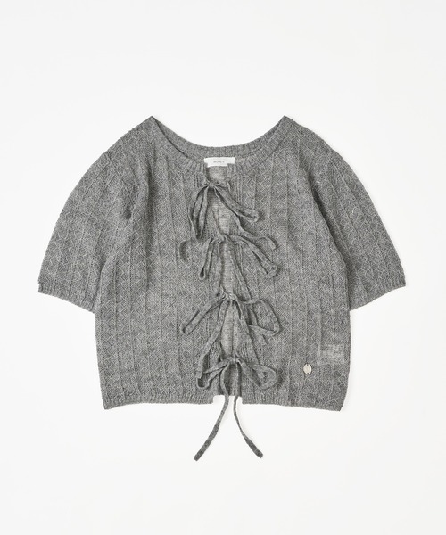 MUHET(ミュエータ)の「ribbon lace-up knit cardigan / リボンシアーニットカーディガン(カーディガン/ボレロ・レディース・ブラック/ライトグレー/ベージュ・FREE)」の18枚目の写真