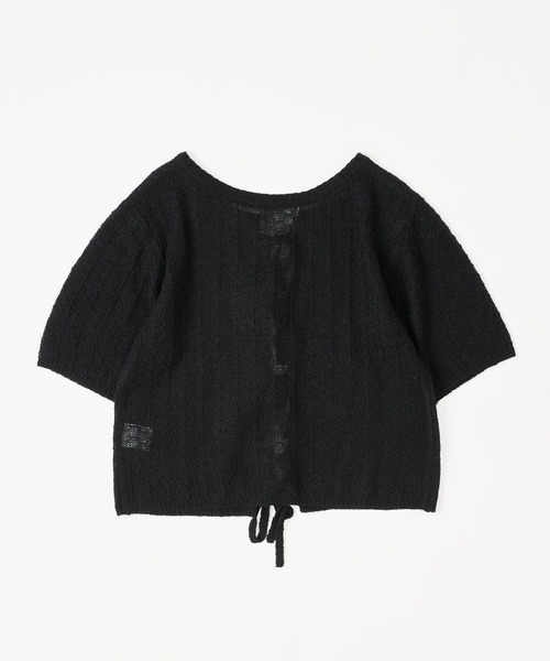 MUHET(ミュエータ)の「ribbon lace-up knit cardigan / リボンシアーニットカーディガン(カーディガン/ボレロ・レディース・ブラック/ライトグレー/ベージュ・FREE)」の8枚目の写真