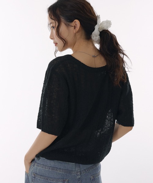 MUHET(ミュエータ)の「ribbon lace-up knit cardigan / リボンシアーニットカーディガン(カーディガン/ボレロ・レディース・ブラック/ライトグレー/ベージュ・FREE)」の14枚目の写真