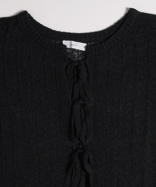 MUHET(ミュエータ)の「ribbon lace-up knit cardigan / リボンシアーニットカーディガン(カーディガン/ボレロ・レディース・ブラック/ライトグレー/ベージュ・FREE)」の9枚目の写真