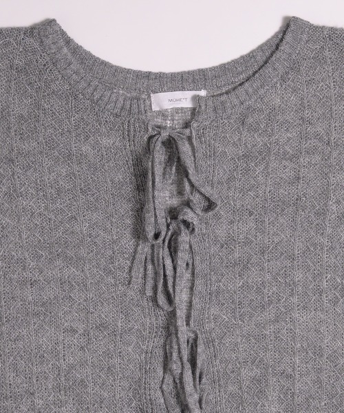 MUHET(ミュエータ)の「ribbon lace-up knit cardigan / リボンシアーニットカーディガン(カーディガン/ボレロ・レディース・ブラック/ライトグレー/ベージュ・FREE)」の20枚目の写真