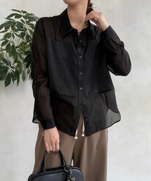 ブラウス シャツ 異素材ミックスボックスシャツ レディース MORE PRICE DOWN】異素材ミックスボックスシャツ | COO ONLINE