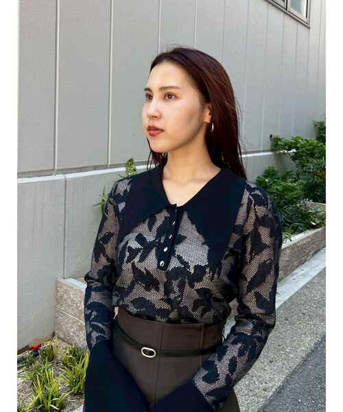 LAGUNAMOON（ラグナムーン）の「追加生産【WEB限定】シアージャガードビッグカラーニットプル（ニット/セーター・レディース・ブラウン/ホワイト/ネイビー・FREE）」の22枚目の写真