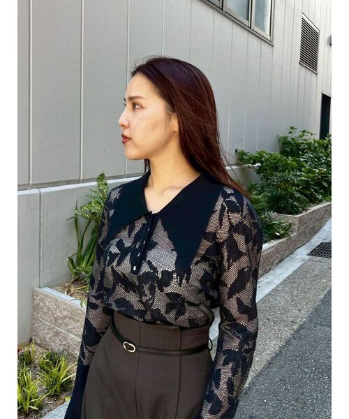 LAGUNAMOON（ラグナムーン）の「追加生産【WEB限定】シアージャガードビッグカラーニットプル（ニット/セーター・レディース・ブラウン/ホワイト/ネイビー・FREE）」の21枚目の写真