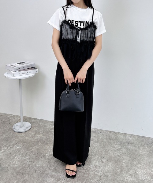 INGNI（イング）の「チュールフリルキャミビスチェ（ベスト・レディース・ブラック/オフホワイト/グレー・M）」の15枚目の写真