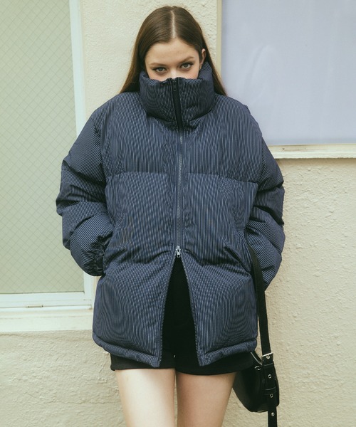 ストライプオーバーサイズダウンジャケット（ダウンジャケット/コート