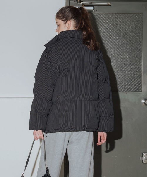セール】ストライプオーバーサイズダウンジャケット（ダウンジャケット