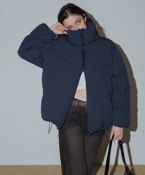 ストライプオーバーサイズダウンジャケット（ダウンジャケット/コート