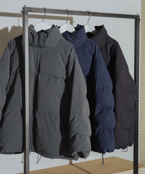 セール】ストライプオーバーサイズダウンジャケット（ダウンジャケット