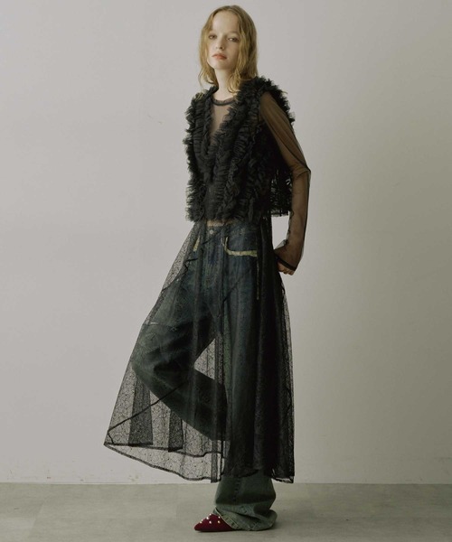 VIOLETTA（ヴィオレッタ）の「エスカルゴラインレースキャミワンピース（ワンピース・レディース・アイボリー/ブラック/ブルーグレー・FREE）」の8枚目の写真