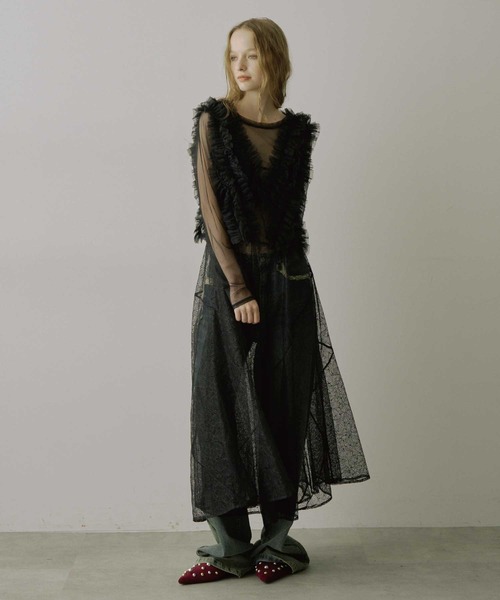 VIOLETTA（ヴィオレッタ）の「エスカルゴラインレースキャミワンピース（ワンピース・レディース・アイボリー/ブラック/ブルーグレー・FREE）」の10枚目の写真