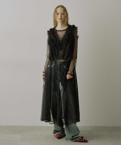 VIOLETTA（ヴィオレッタ）の「エスカルゴラインレースキャミワンピース（ワンピース・レディース・アイボリー/ブラック/ブルーグレー・FREE）」の11枚目の写真