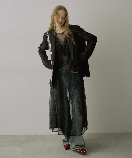 VIOLETTA（ヴィオレッタ）の「エスカルゴラインレースキャミワンピース（ワンピース・レディース・アイボリー/ブラック/ブルーグレー・FREE）」の12枚目の写真