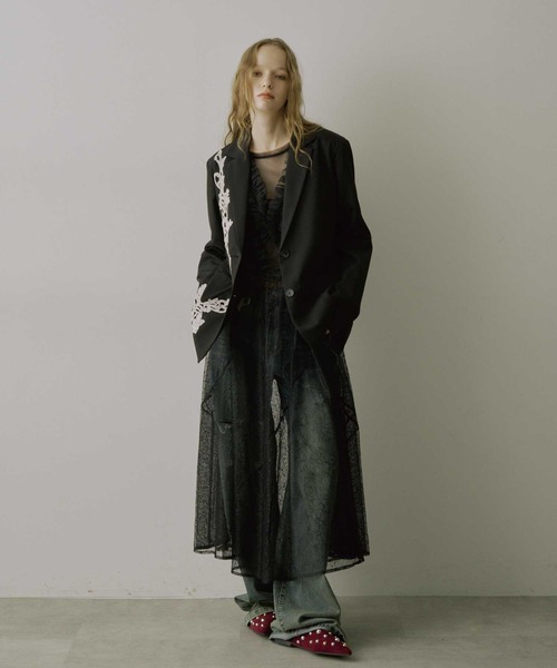 VIOLETTA（ヴィオレッタ）の「エスカルゴラインレースキャミワンピース（ワンピース・レディース・アイボリー/ブラック/ブルーグレー・FREE）」の14枚目の写真