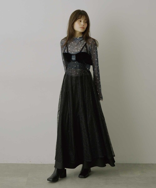 VIOLETTA（ヴィオレッタ）の「エスカルゴラインレースキャミワンピース（ワンピース・レディース・アイボリー/ブラック/ブルーグレー・FREE）」の17枚目の写真