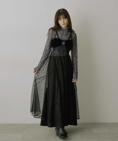 VIOLETTA（ヴィオレッタ）の「エスカルゴラインレースキャミワンピース（ワンピース・レディース・アイボリー/ブラック/ブルーグレー・FREE）」の20枚目の写真