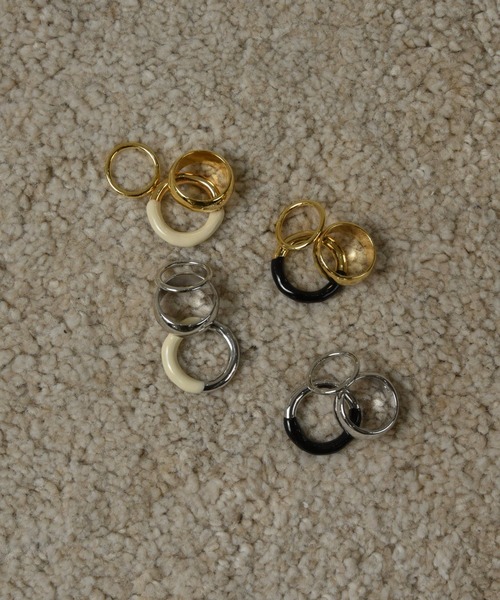 lawgy(ラウジー)の「various shapes set ring / バリアスシェープセットリング(リング・レディース・ブラック×シルバー/ブラック×ゴールド/ホワイト×シルバー/ホワイト×ゴールド・FREE)」の3枚目の写真