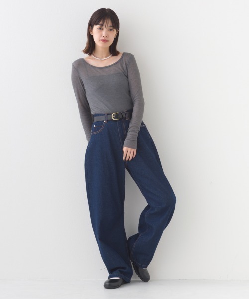 OMNES（オムネス）の「リブシアークルーネック長袖トップスカットソー（Tシャツ/カットソー・レディース・ホワイト/ピンク/レッド/ブラック/グレー・FREE）」の19枚目の写真