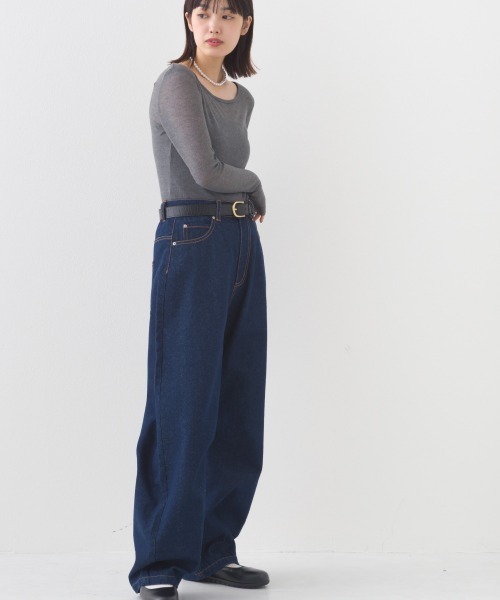 OMNES（オムネス）の「リブシアークルーネック長袖トップスカットソー（Tシャツ/カットソー・レディース・ホワイト/ピンク/レッド/ブラック/グレー・FREE）」の20枚目の写真