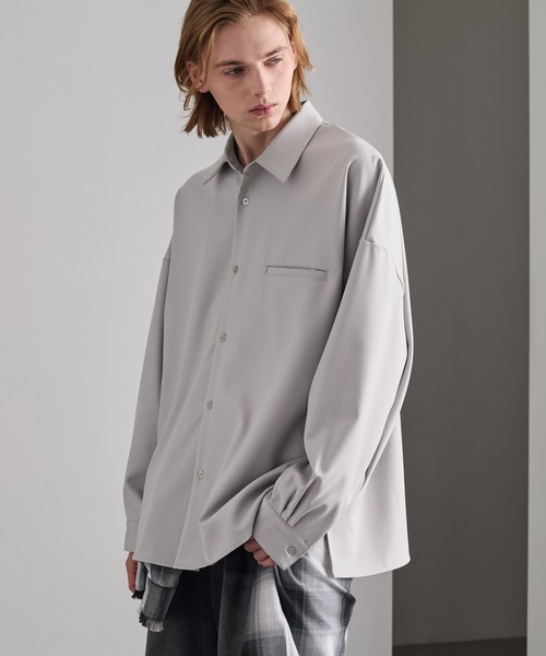 cussil/クシル】ヘビードレープルーズシルエットレギュラー長袖シャツ