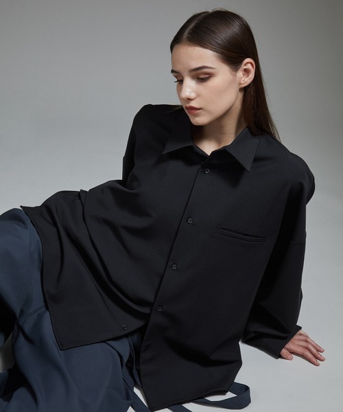 cussil（クシル）の「【cussil/クシル】ヘビードレープルーズシルエットレギュラー長袖シャツ（シャツ/ブラウス・メンズ・ブラック/チャコールグレー/ホワイト/ライトグレー/ブルー・XS/S/M/L）」の14枚目の写真