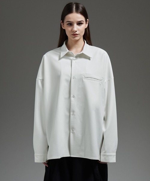 cussil（クシル）の「【cussil/クシル】ヘビードレープルーズシルエットレギュラー長袖シャツ（シャツ/ブラウス・メンズ・ブラック/チャコールグレー/ホワイト/ライトグレー/ブルー・XS/S/M/L）」の13枚目の写真