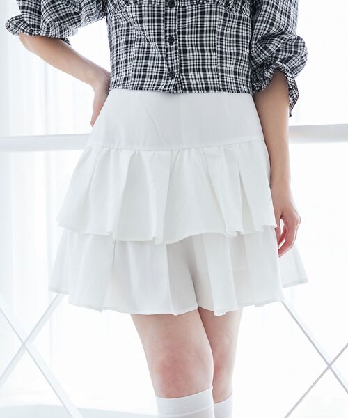 MAJESTIC LEGON（マジェスティックレゴン）の「アソートティアードミニスカパン（スカート・レディース・ホワイト系その他/グレー/ブラック/ホワイト/ダークグレー/ブラック系その他2/ブラック系その他/ベージュ系その他3・MEDIUM）」の2枚目の写真