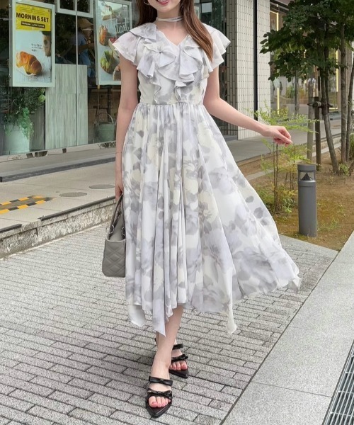 rienda シアーパターンイレヘムワンピ 新品未使用 セール】シアーパターンイレヘムワンピース 夏服 秋服