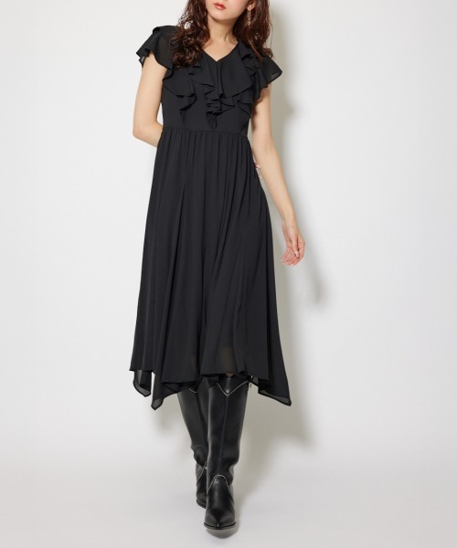 セール】シアーパターンイレヘムワンピース 夏服 秋服（ワンピース