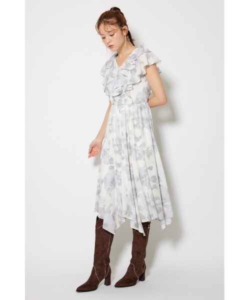 rienda（リエンダ）の「シアーパターンイレヘムワンピース 夏服 秋服（ワンピース・レディース・ブラウン系その他/ブラック/ホワイト系その他・MEDIUM/SMALL）」の6枚目の写真