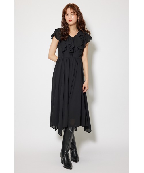 rienda シアーパターンイレヘムワンピ(ベルトセット) セール】シアーパターンイレヘムワンピース 夏服 秋服（ワンピース