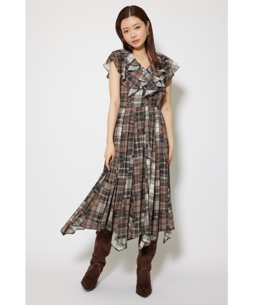 シアーパターンイレヘムワンピース 夏服 秋服（ワンピース
