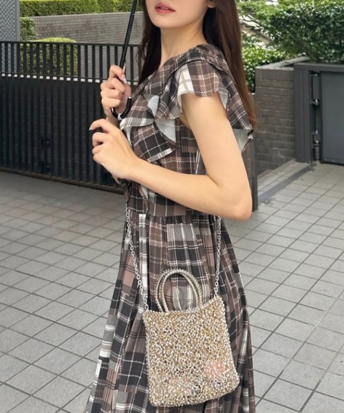 セール】シアーパターンイレヘムワンピース 夏服 秋服（ワンピース