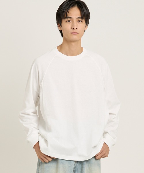 coca(coca)(コカ)の「ラグラン長袖Tシャツ(Tシャツ/カットソー・メンズ・ライトグレー/ホワイト/ブラック・M/L/XL)」の2枚目の写真