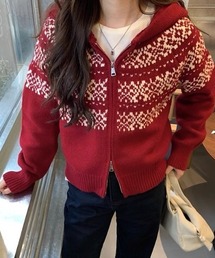 LADY LIKE（レディライク）の「【秋冬新作】ノルディック柄ダブルジップニットパーカー（ニット/セーター）」