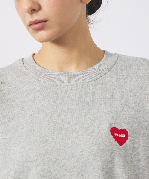 POLeR(ポーラー)の「【POLER / ポーラー】HEART LOGO EMBROIDERY CREW/ハートロゴ刺繍 クルーネックスウェット/ユニセックス(スウェット・メンズ・ブラック/グレー/グリーン・M/L)」の9枚目の写真