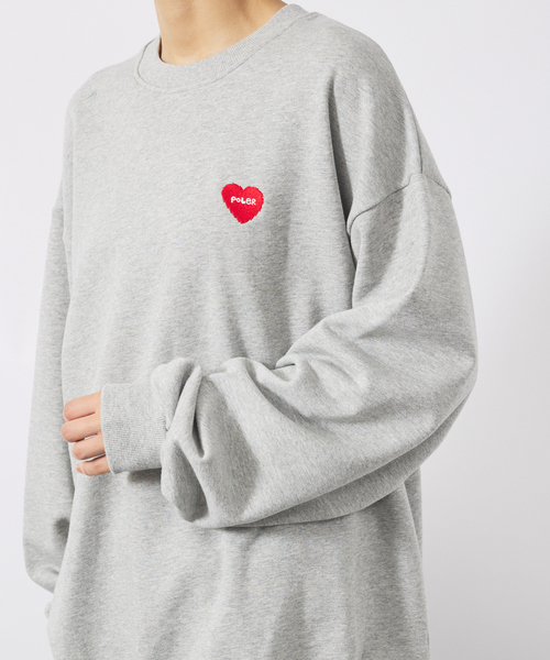 POLeR(ポーラー)の「【POLER / ポーラー】HEART LOGO EMBROIDERY CREW/ハートロゴ刺繍 クルーネックスウェット/ユニセックス(スウェット・メンズ・ブラック/グレー/グリーン・M/L)」の10枚目の写真