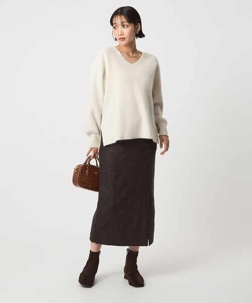 FOXブレンド フォルム Vネック ニット プルオーバー（ニット/セーター