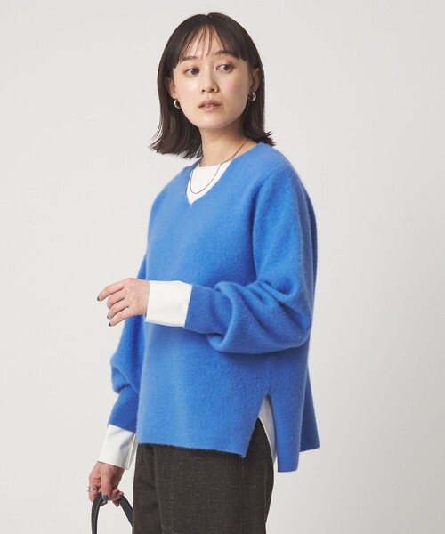 green label relaxing（グリーンレーベルリラクシング）の「FOXブレンド フォルム Vネック ニット プルオーバー（ニット/セーター・レディース・オフホワイト/ピンク/ライトグレー/ネイビー/コバルトブルー・FREE）」の20枚目の写真