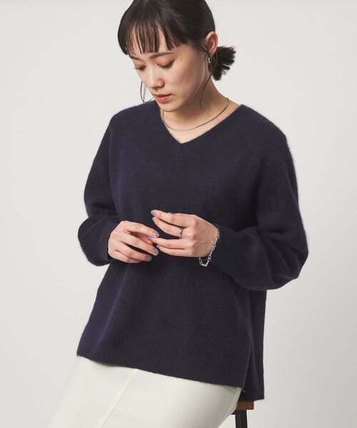 セール】FOXブレンド フォルム Vネック ニット プルオーバー（ニット