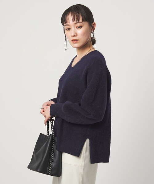 セール】FOXブレンド フォルム Vネック ニット プルオーバー（ニット