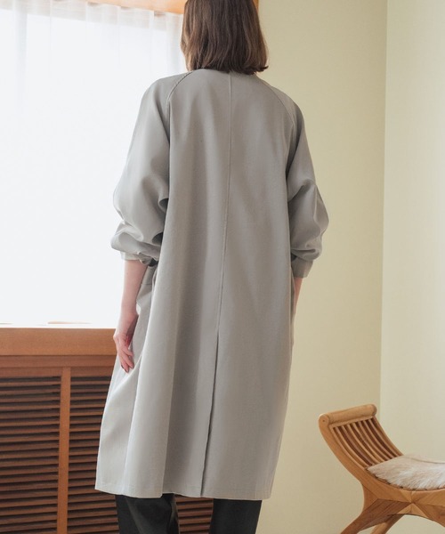 LOWO(ロワ)の「2WAY スタンドカラー トレンチコート ロング丈 アウター ロングコート(チェスターコート・レディース・グレー/ブラック/チャコールグレー・FREE)」の8枚目の写真