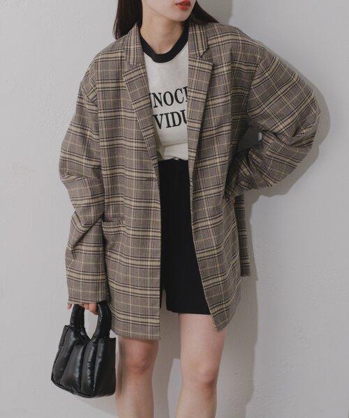セール】【裏地あり/デザイン袖/チェック&無地】デザインオーバー