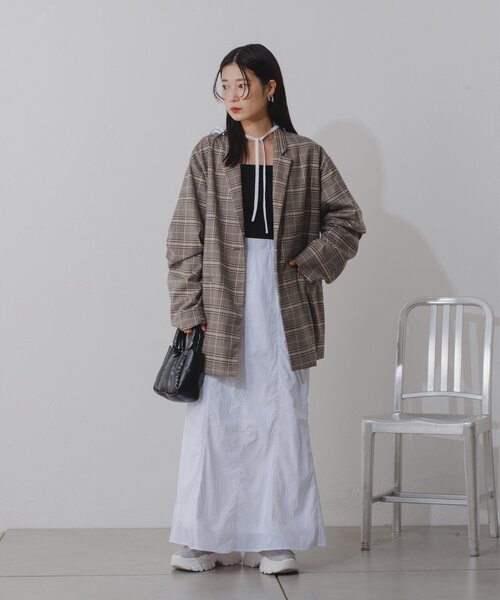 セール】【裏地あり/デザイン袖/チェック&無地】デザインオーバー