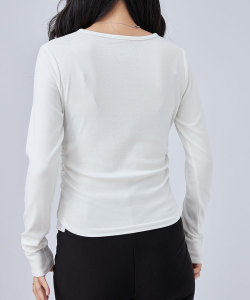 Lace Ladies（レースレディース）の「クルーネック ハーフジップ 長袖 カット プルオーバー（Tシャツ/カットソー・レディース・ブラック/ライトグレー/ホワイト/ダークグレー・FREE）」の8枚目の写真