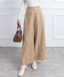 CLEAR BASIC | 【低身長用サイズ有】クルミボタンハイウエストワイドパンツ[オフィスカジュアル 着回し抜群 大人]≪AW新作≫(その他パンツ)